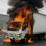 Camioneta Isuzu se incendia en la Zona Industrial