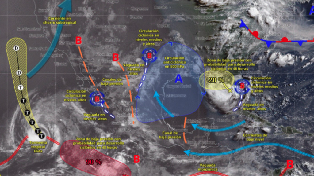 Pierde fuerza Elida y se mantiene como tormenta tropical